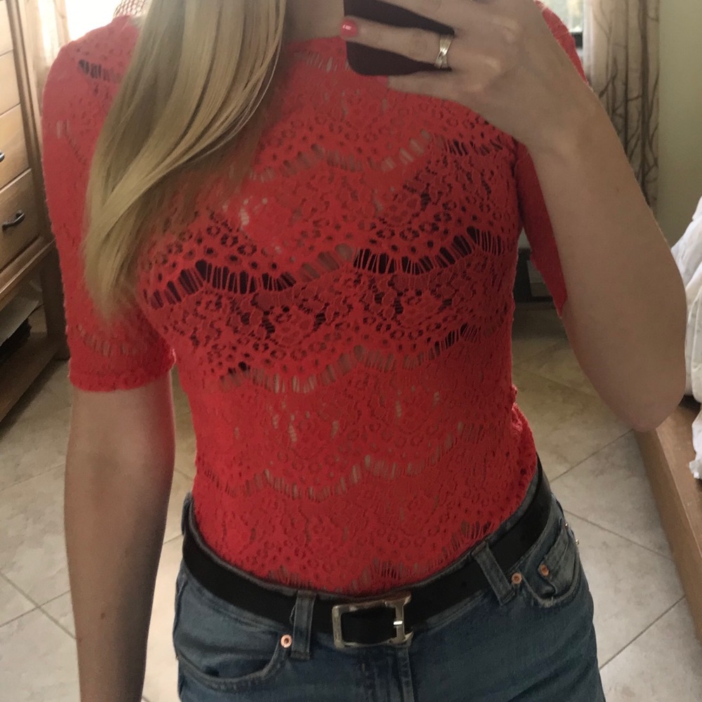 Guess orange long sleeve top